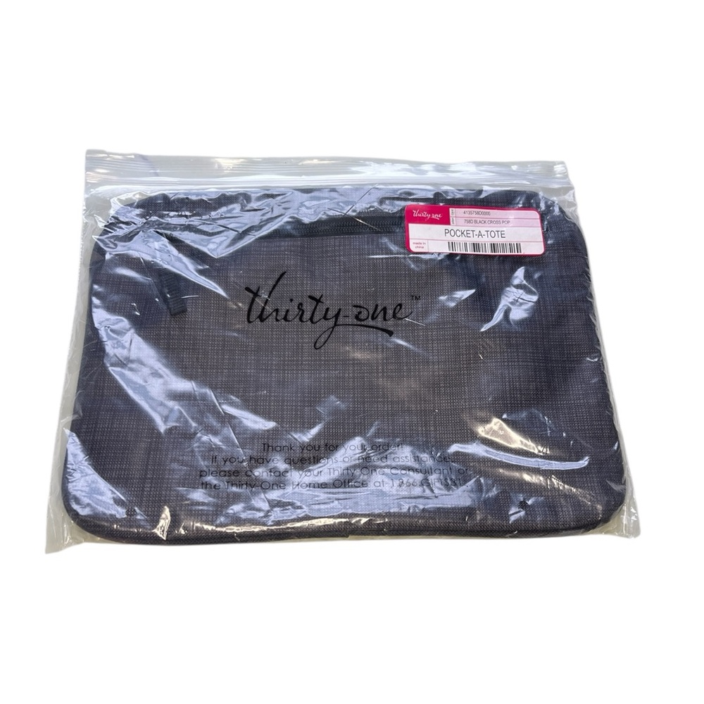 NEW Thirty-One Pocket A Tote Black Cross Pop Bag